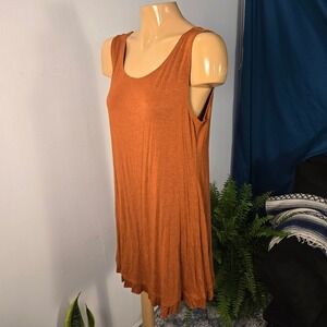 LOGO Layers Womens Tank Top Tunic Medium Rust Orange Ruffle Hem Scoop Neck